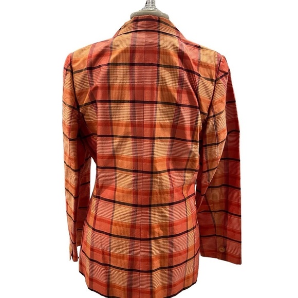 Carlisle Orange Silk Taffeta Paid Two Button Blazer Size 10 - Picture 3 of 8